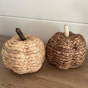 2 Medium Woven Pumpkin Brown and Tan